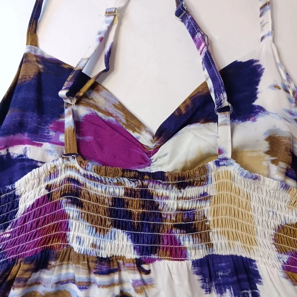 Women's maxi Sundress tie-dye style print Sleeveless Beach Rayon sz M. - Picture 13 of 17